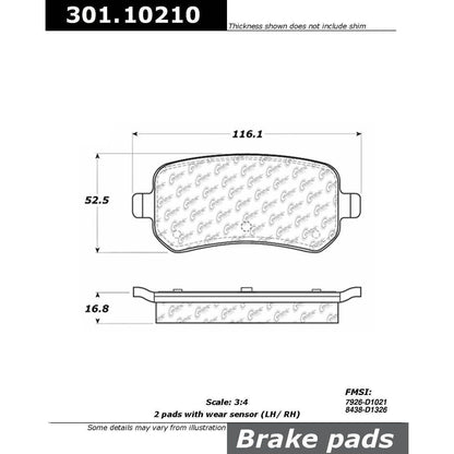 Stoptech Centric 08-10 Dodge Caravan/Grand Caravan Rear Centric Premium Ceramic Brake Pads 301.10210
