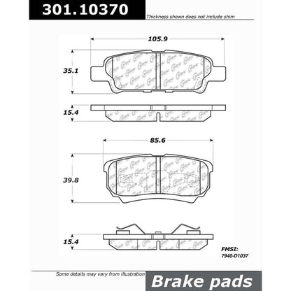 Stoptech Centric Centric Premium Ceramic Brake Pads 301.10370