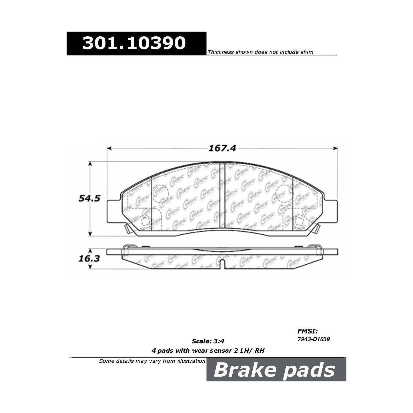 Stoptech Centric Centric Premium Ceramic Brake Pads 301.10390