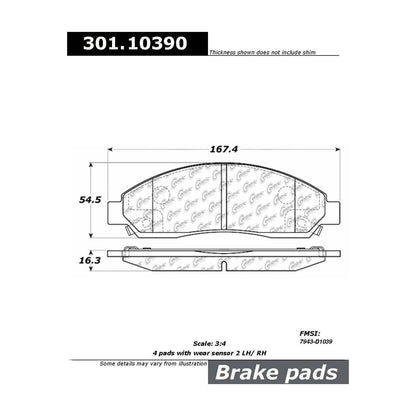 Stoptech Centric Centric Premium Ceramic Brake Pads 301.10390
