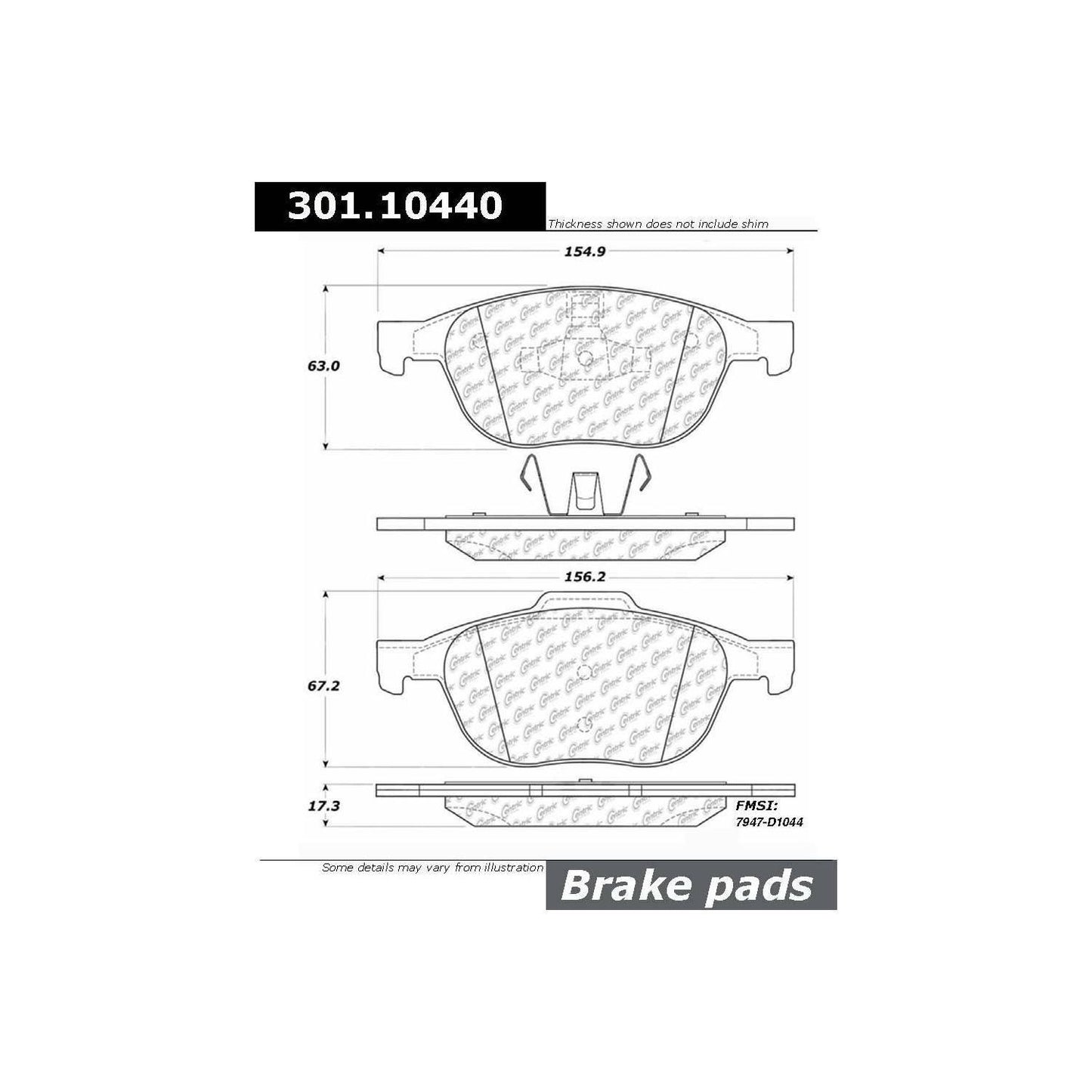 Centric Parts Disc Brake Pad Set Premium Ceramic with Shims and Hardware for 2013 Fiat Strada 301.10440