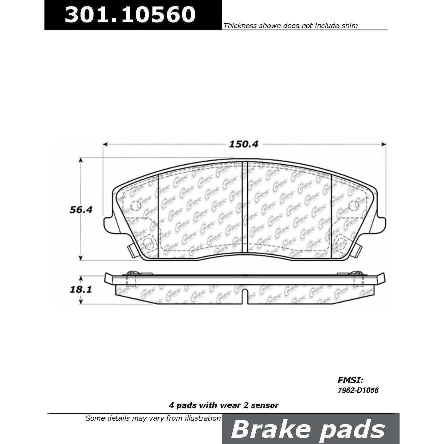Stoptech Centric Centric Premium Ceramic Brake Pads 301.10560