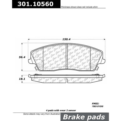 Stoptech Centric Centric Premium Ceramic Brake Pads 301.10560