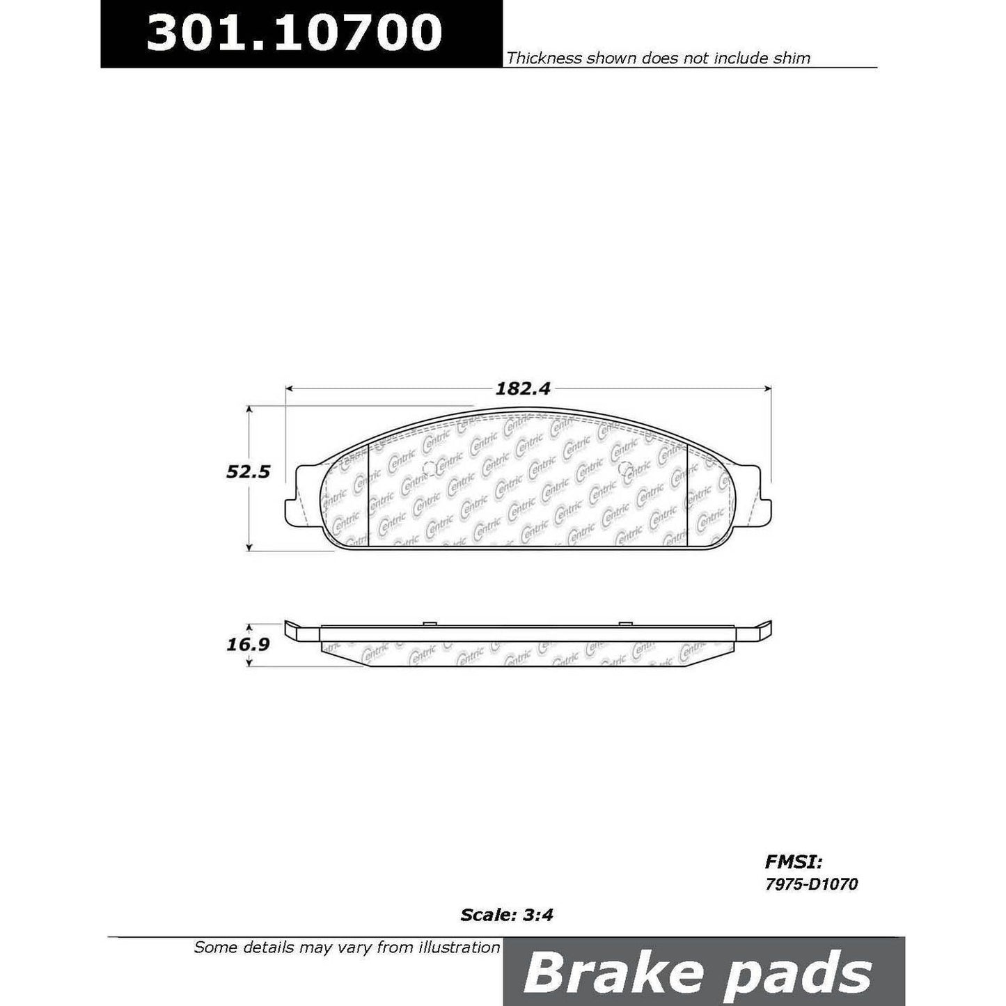 Centric Parts Disc Brake Pad Set Premium Ceramic with Shims for 2005-2009 Ford Five Hundred Freestyle Taurus Taurus X Mercury Montego Sable 301.10700