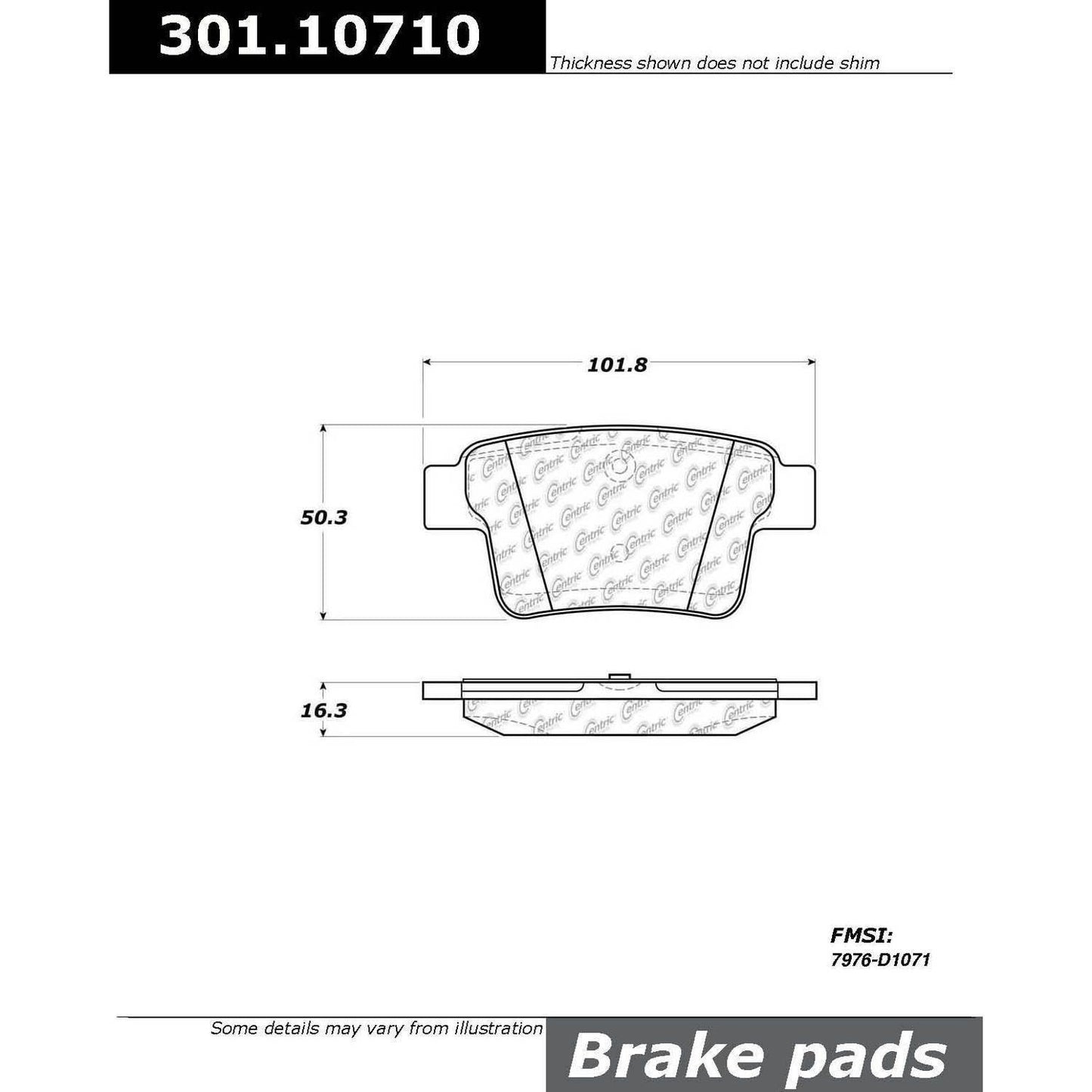 Stoptech Centric Centric Premium Ceramic Brake Pads 301.10710