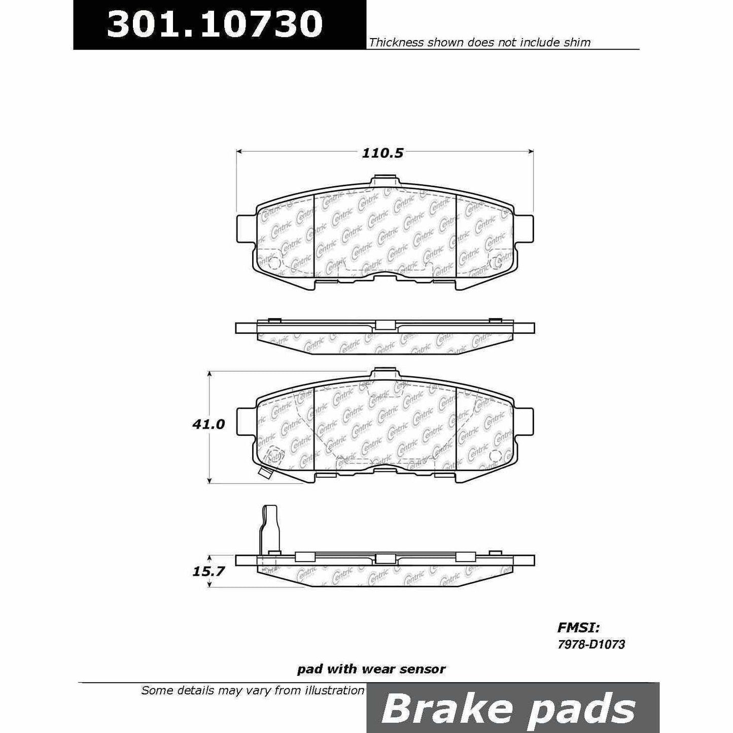 Stoptech Centric Centric Premium Ceramic Brake Pads 301.10730