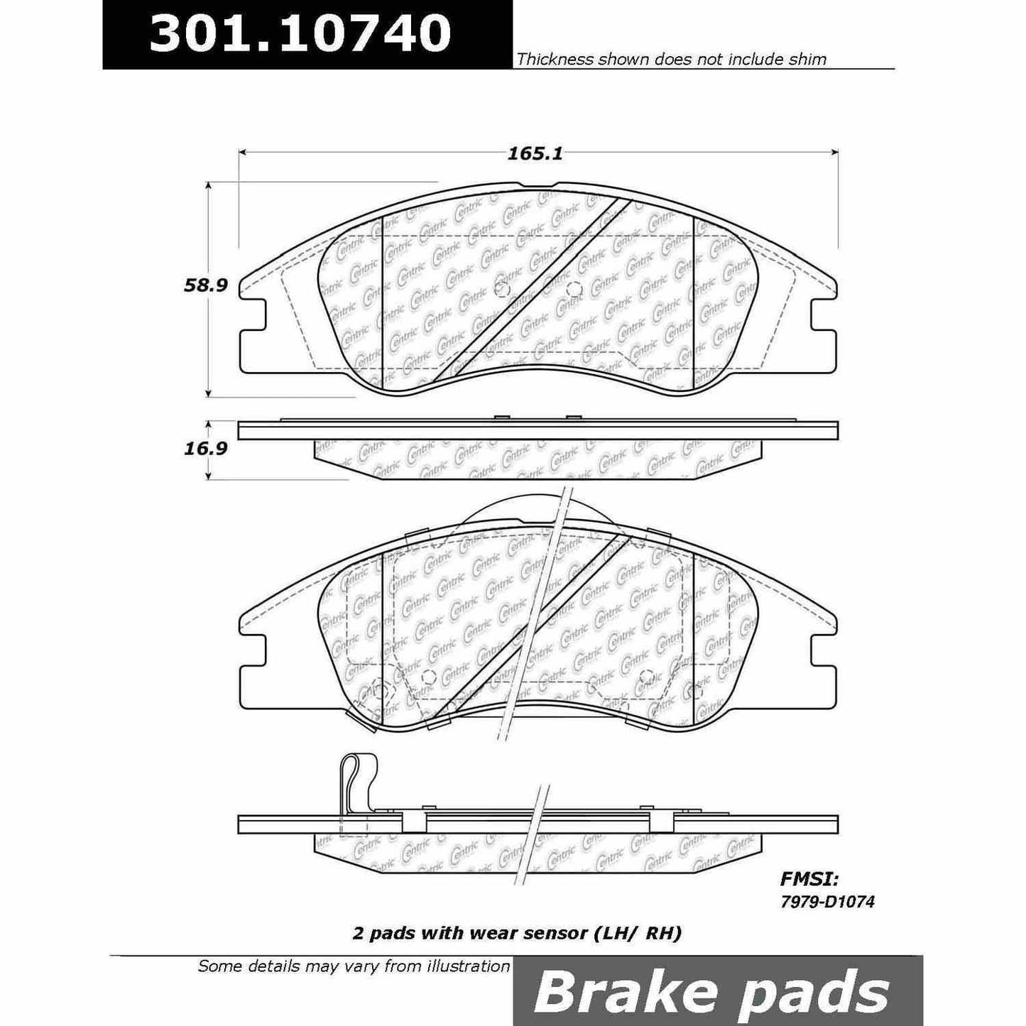 Centric Parts Disc Brake Pad Set Premium Ceramic with Shims and Hardware for 2004-2009 Kia Spectra 301.10740