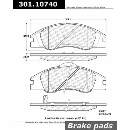 Centric Parts Disc Brake Pad Set Premium Ceramic with Shims and Hardware for 2004-2009 Kia Spectra 301.10740