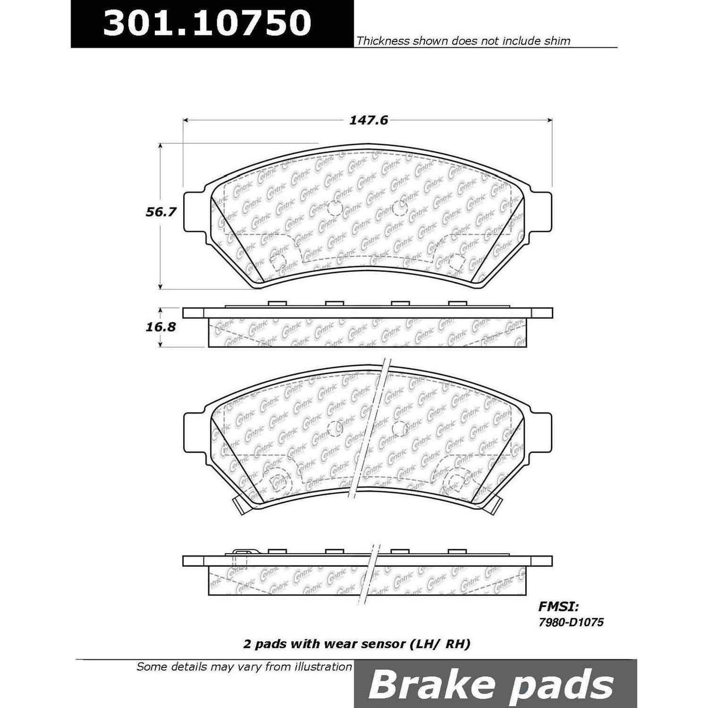 Centric Parts Disc Brake Pad Set Premium Ceramic with Shims and Hardware for 2005-2009 Buick Allure, LaCrosse, Terraza, Chevrolet Uplander, Pontiac Grand Prix, Montana, Saturn Relay, VPG MV-1