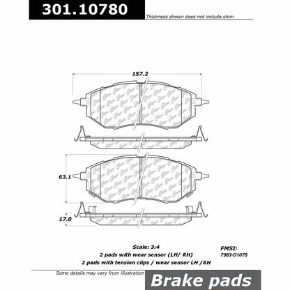 Stoptech Centric 05-09 Subaru Legacy 2.5 GT Front Centric Premium Ceramic Brake Pads 301.10780