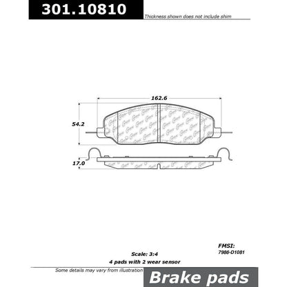 Stoptech Centric Centric Premium Ceramic Brake Pads 301.10810