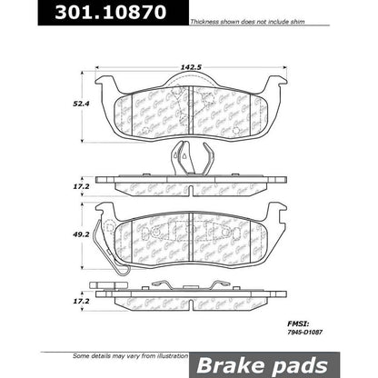 Centric Parts Disc Brake Pad Set Premium Ceramic with Shims and Hardware for Jeep Commander 2010-2006 Grand Cherokee 2010-2005 301.10870