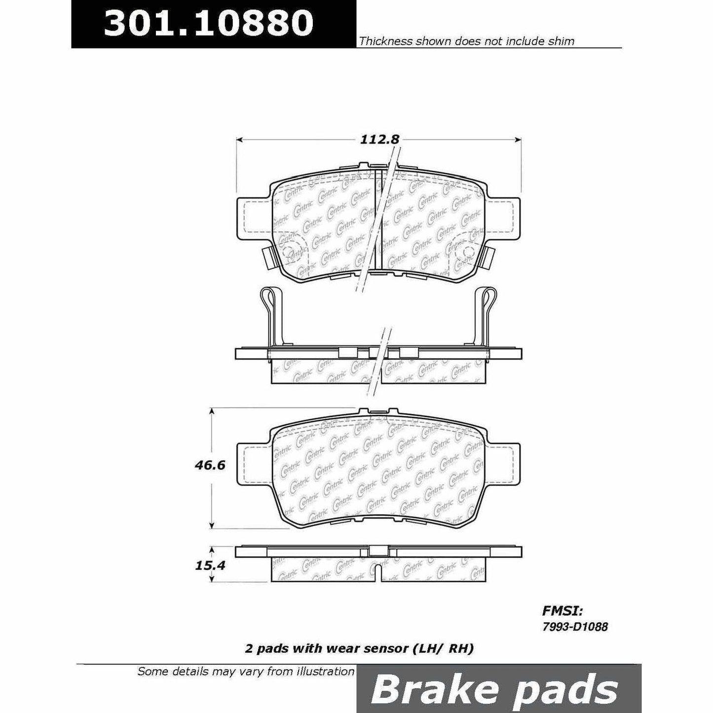 Stoptech Centric Centric Premium Ceramic Brake Pads 301.10880