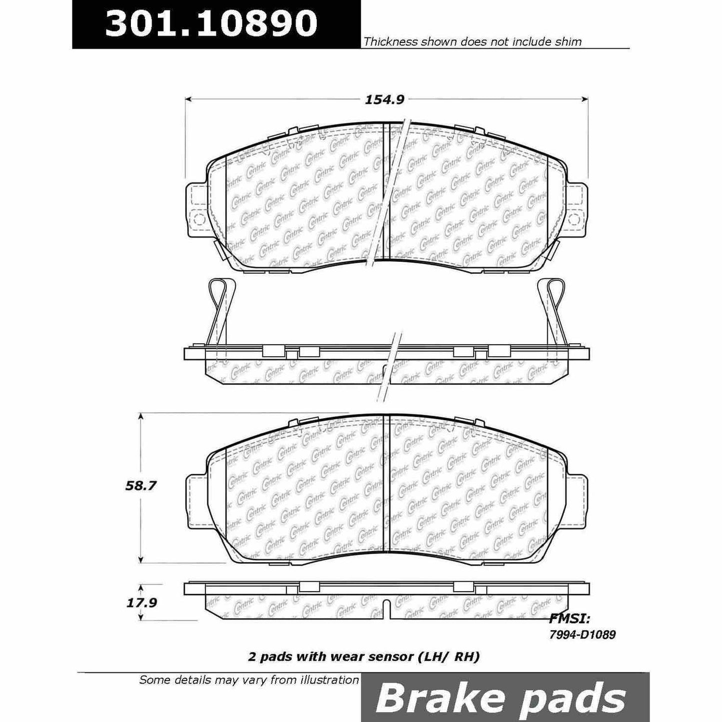 Stoptech Centric 05-10 Honda Odyssey Front Centric Premium Ceramic Brake Pads 301.10890