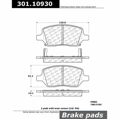 Stoptech Centric Centric Premium Ceramic Brake Pads 301.10930
