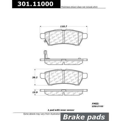 Stoptech Centric Centric Premium Ceramic Brake Pads 301.11000