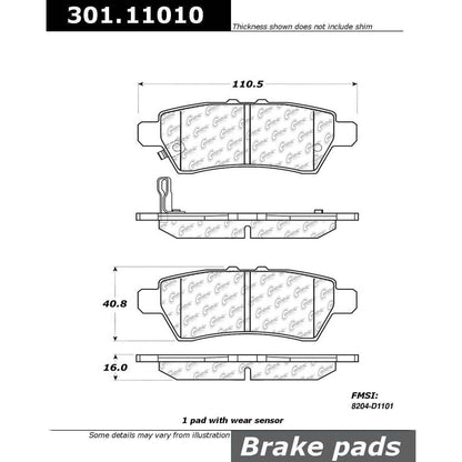 Centric Parts Disc Brake Pad Set Premium Ceramic with Shims and Hardware for 2004-2012 Nissan Pathfinder 301.11010