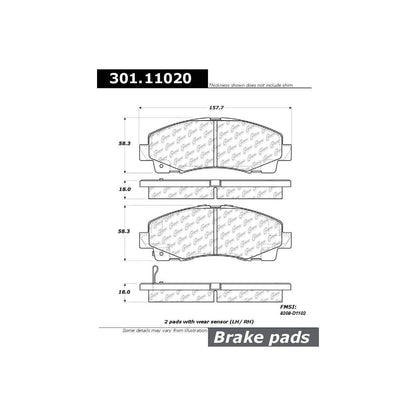 Stoptech Centric Centric Premium Ceramic Brake Pads 301.11020