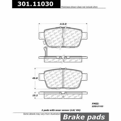 Stoptech Centric Centric Premium Ceramic Brake Pads 301.11030