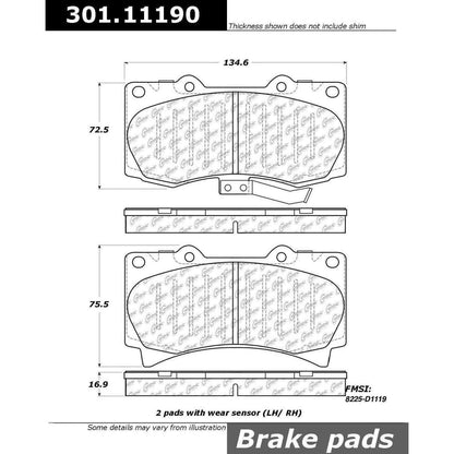 Stoptech Centric Centric Premium Ceramic Brake Pads 301.11190