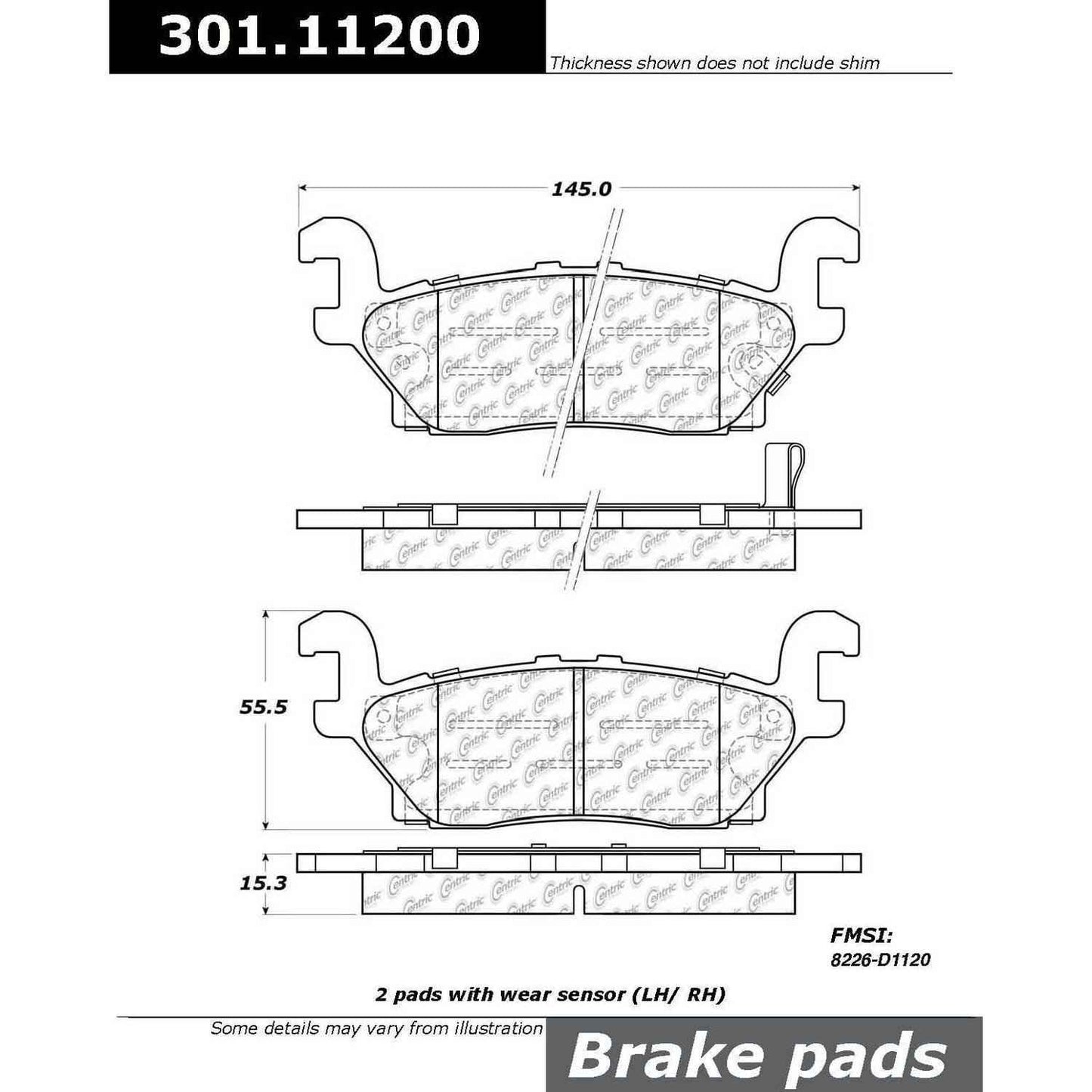 Stoptech Centric Centric Premium Ceramic Brake Pads 301.11200