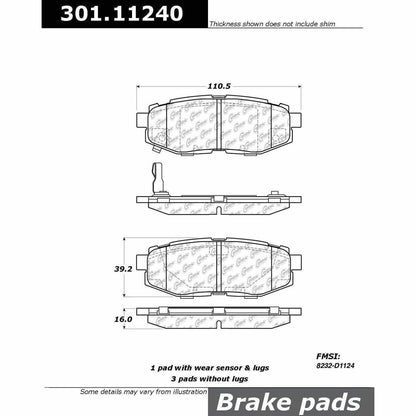 Stoptech Centric Centric Premium Ceramic Brake Pads 301.11240