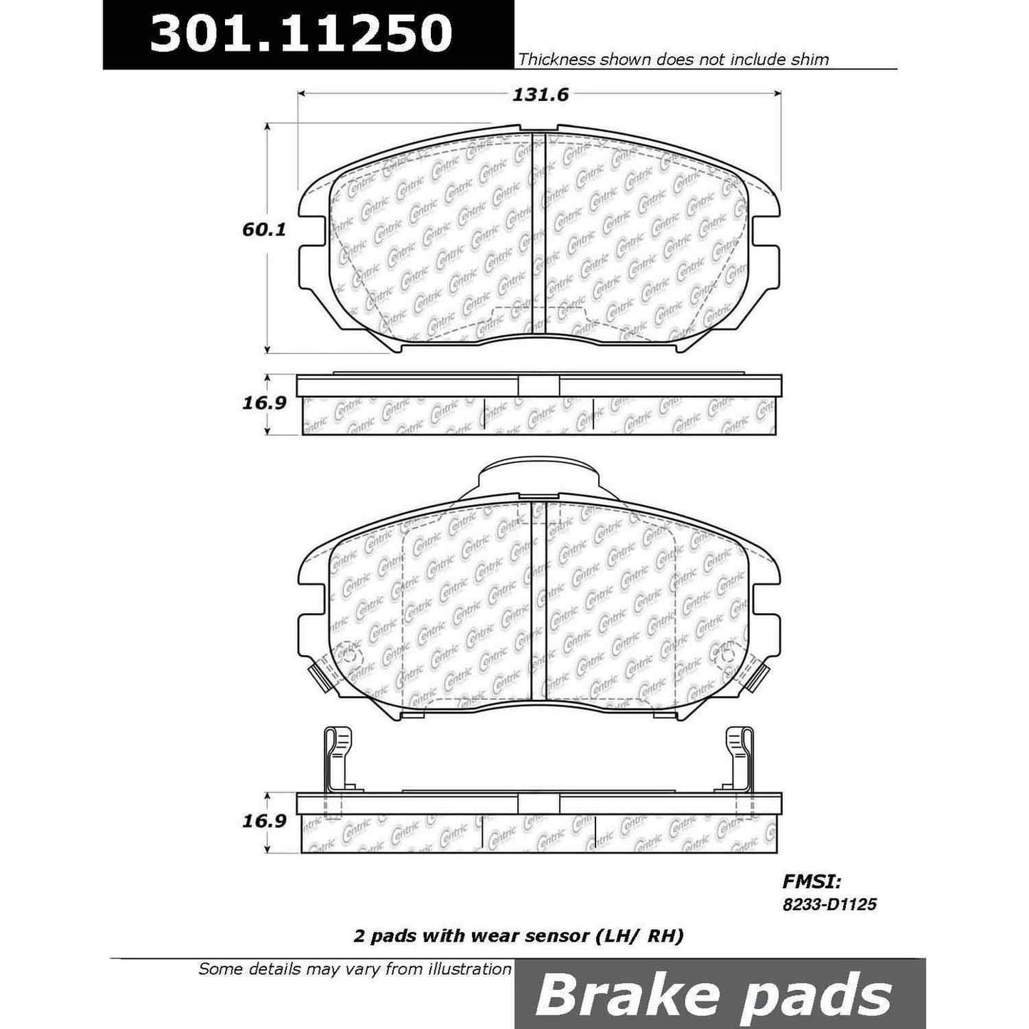 Stoptech Centric Centric Premium Ceramic Brake Pads 301.11250