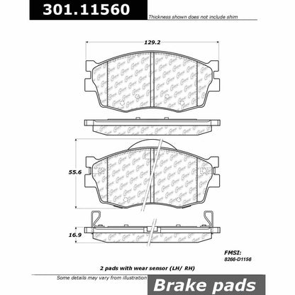 Centric Parts Disc Brake Pad Set Premium Ceramic with Shims and Hardware 2012-2006 Dodge Attitude 2011-2006 Hyundai Accent 2011-2006 Kia Rio 2011-2006 Rio5 301.11560