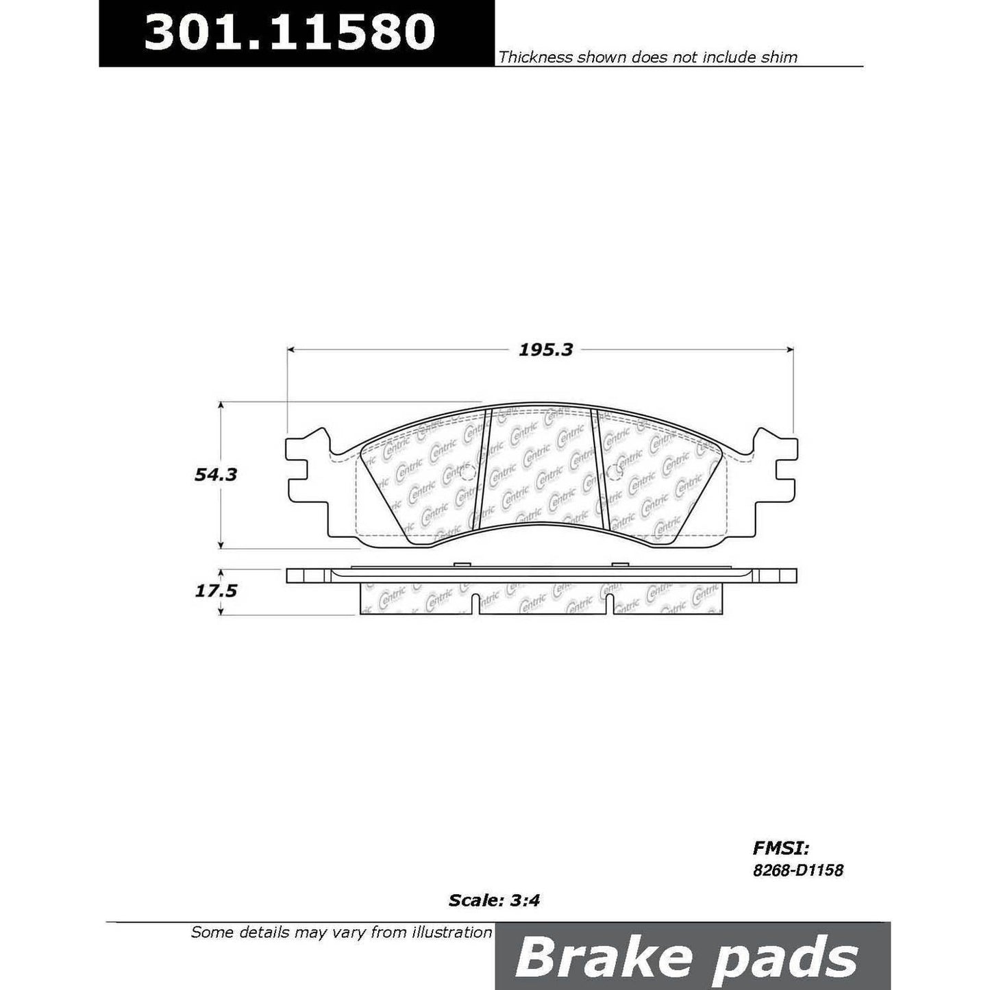 Stoptech Centric Centric Premium Ceramic Brake Pads 301.11580