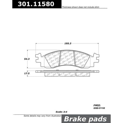 Stoptech Centric Centric Premium Ceramic Brake Pads 301.11580