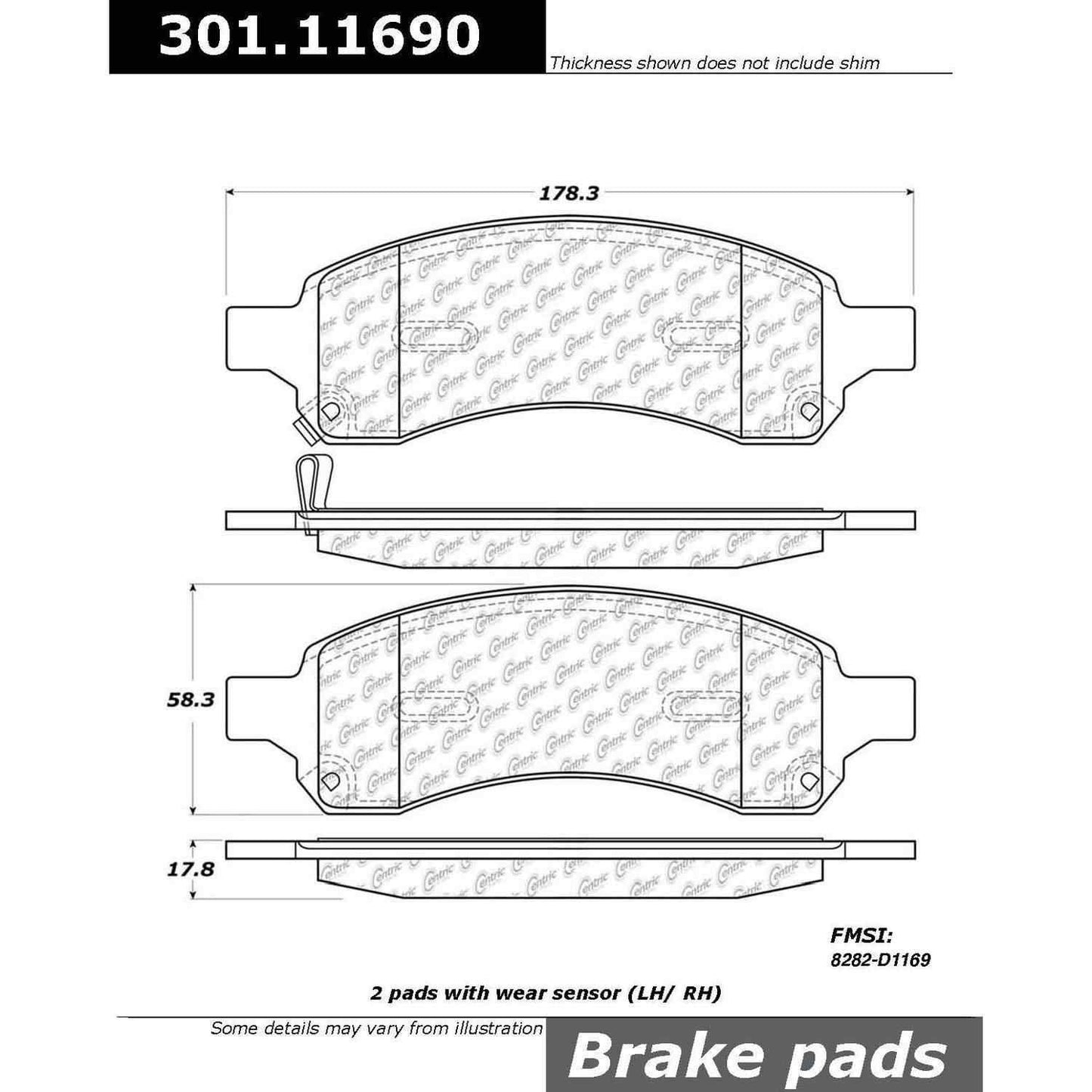 Centric Parts Disc Brake Pad Set Premium Ceramic with Shims and Hardware for 2006-2012 Buick Rainier