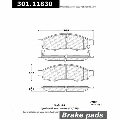 Stoptech Centric Centric Premium Ceramic Brake Pads 301.11830