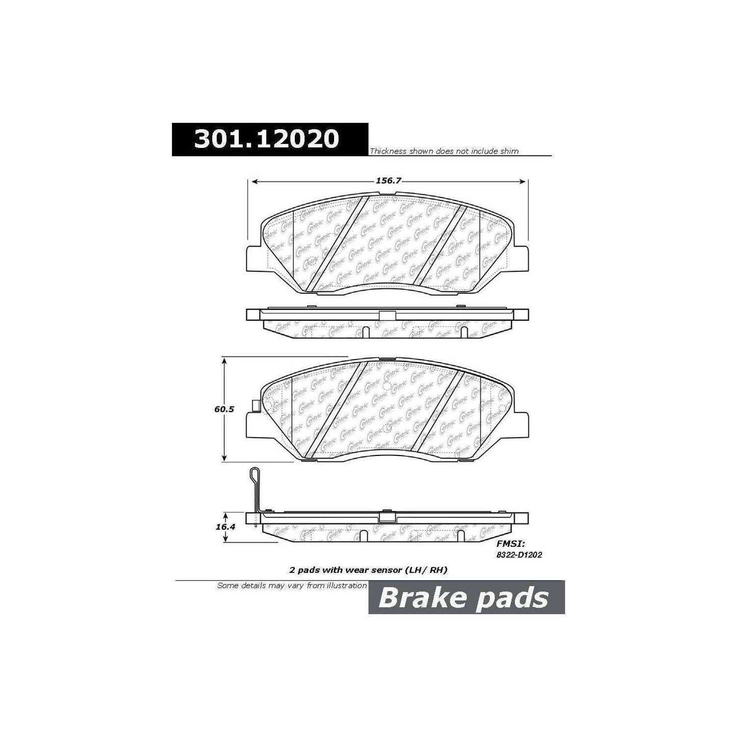 Stoptech Centric Centric Premium Ceramic Brake Pads 301.12020