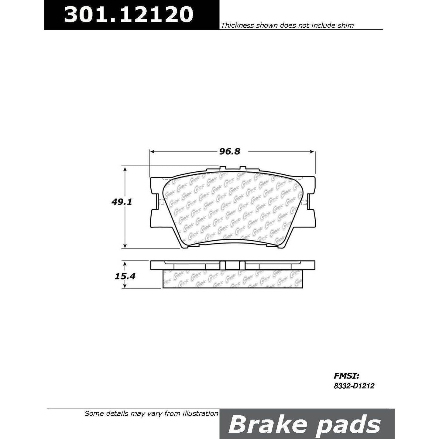 Centric Parts Disc Brake Pad Set Premium Ceramic with Shims and Hardware for Lexus ES300h 2018-2013, ES350 2018-2007, HS250h 2010, Pontiac Vibe 2010-2009, Toyota Avalon 2018-2008, Camry 2020-2007, Camry 2023-2022, Matrix 2013-2009