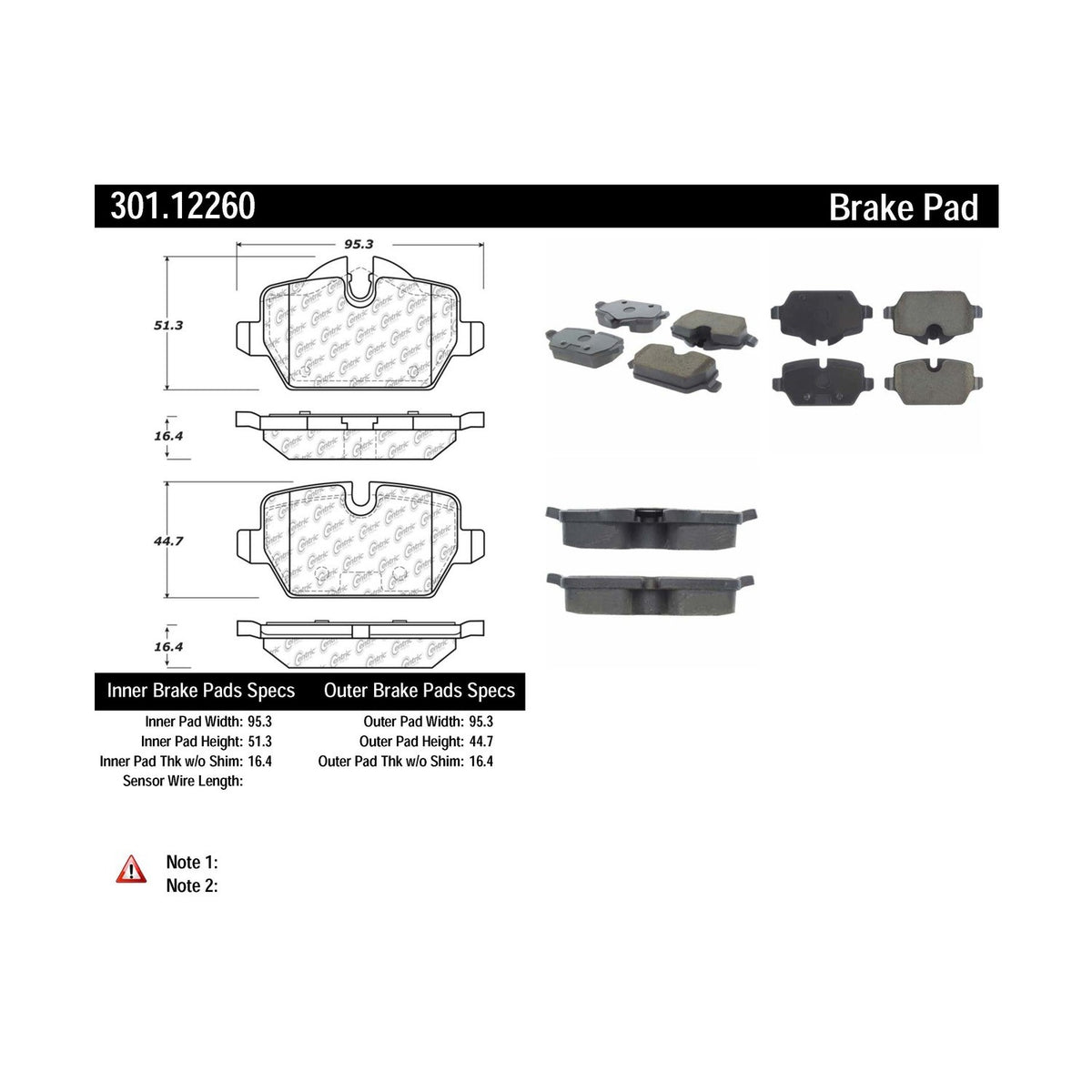 Centric Parts Disc Brake Pad Set Premium Ceramic with Shims and Hardware for 2011 BMW 120i, Mini Cooper Countryman 2016-2011, Cooper Paceman 2016-2013 301.12260