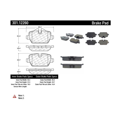 Centric Parts Disc Brake Pad Set Premium Ceramic with Shims and Hardware for 2011 BMW 120i, Mini Cooper Countryman 2016-2011, Cooper Paceman 2016-2013 301.12260