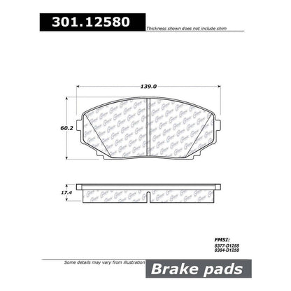 Stoptech Centric Centric Premium Ceramic Brake Pads 301.12580