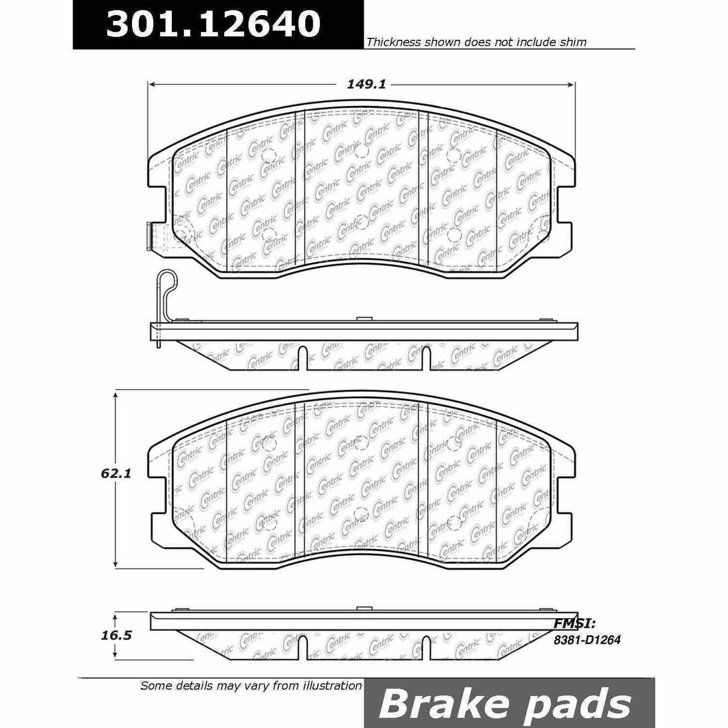 Stoptech Centric Centric Premium Ceramic Brake Pads 301.12640