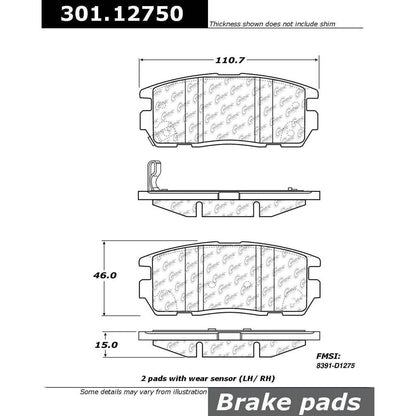 Stoptech Centric Centric Premium Ceramic Brake Pads 301.12750