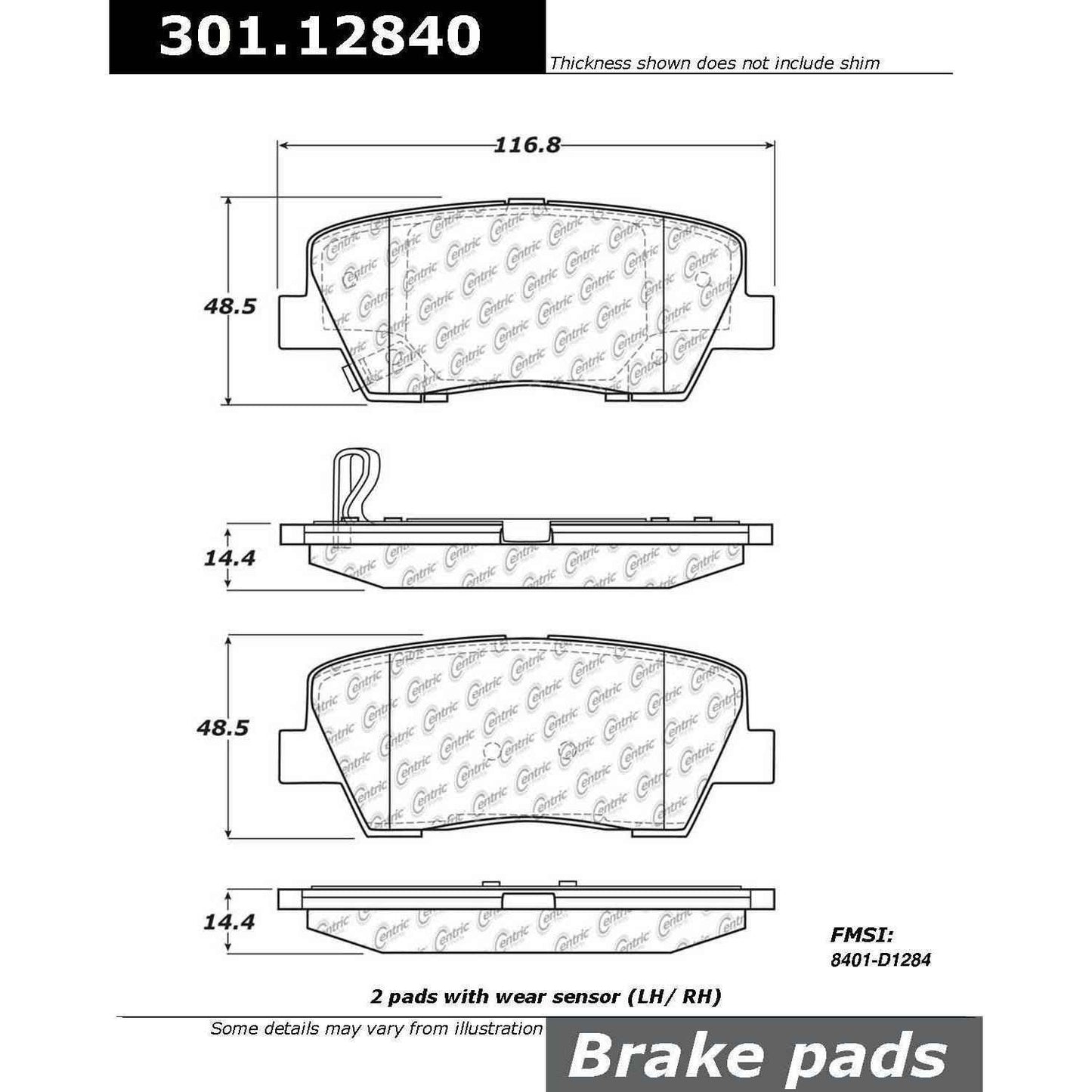 Stoptech Centric Centric Premium Ceramic Brake Pads 301.12840