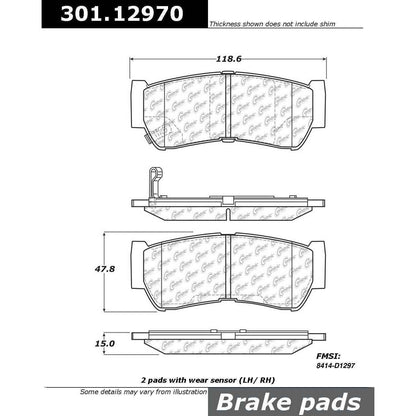 Centric Parts Disc Brake Pad Set Premium Ceramic with Shims and Hardware for 2007-2009 Hyundai Santa Fe 301.12970