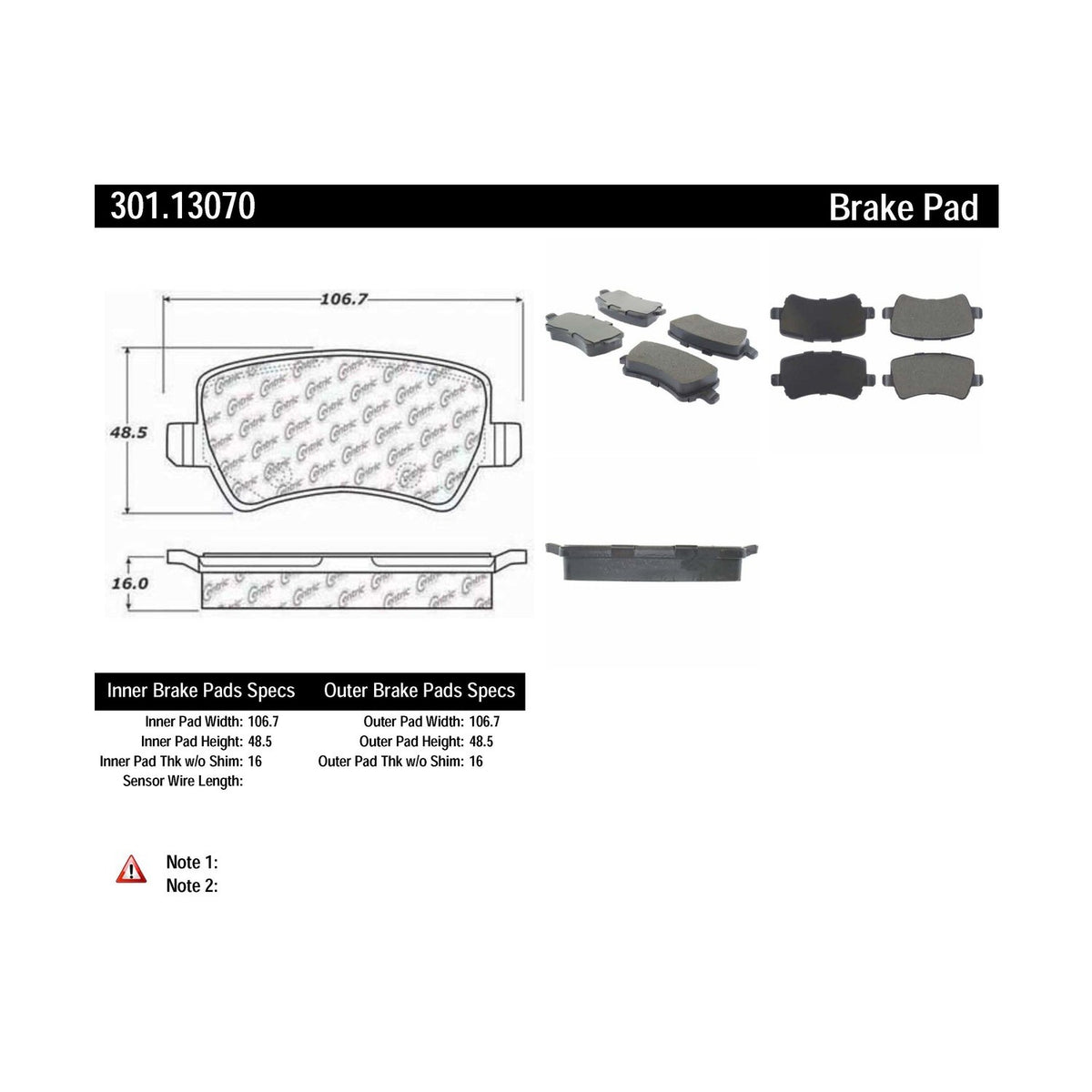 Centric Parts Premium Ceramic Brake Pads with Shims and Hardware 301.13070