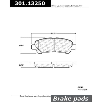 Centric Parts Disc Brake Pad Set Premium Ceramic with Shims and Hardware for 2008-2013 Toyota Highlander 301.13250