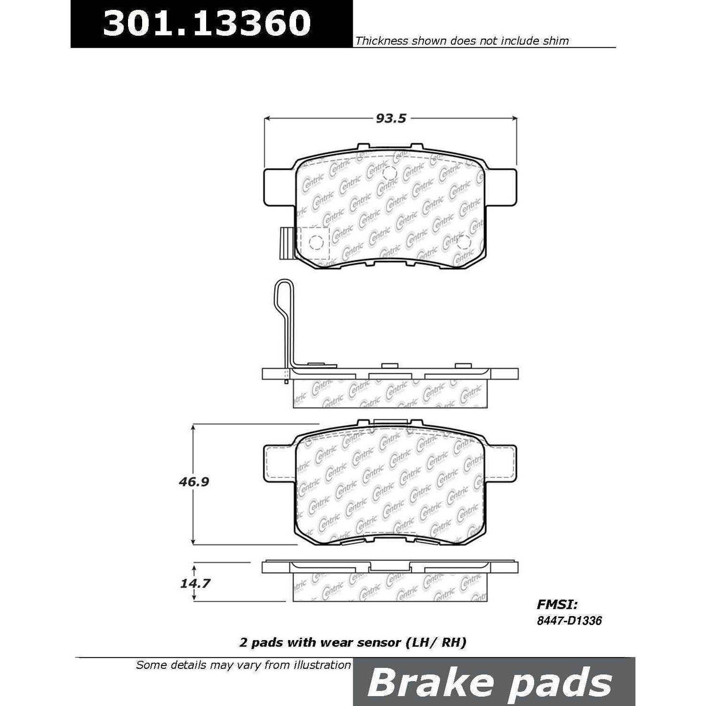 Stoptech Centric Centric Premium Ceramic Brake Pads 301.13360