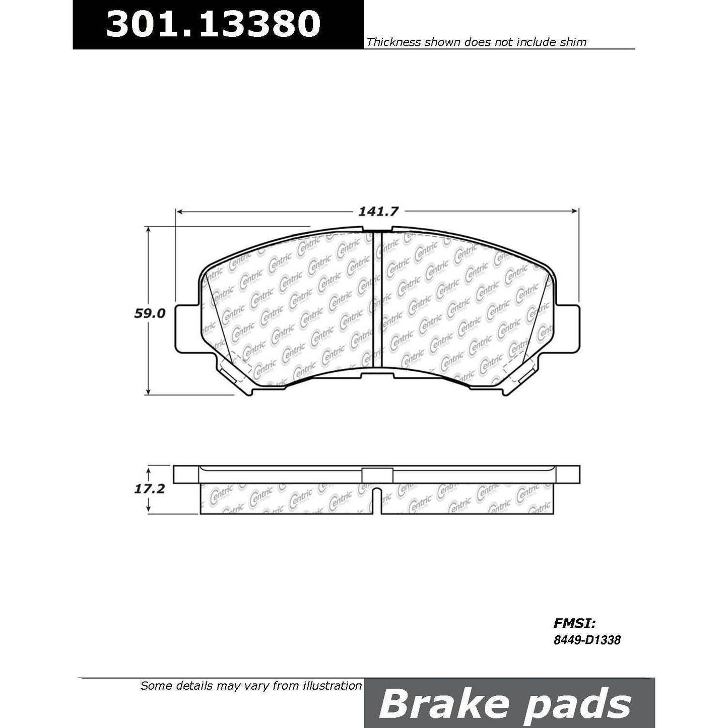 Stoptech Centric Centric Premium Ceramic Brake Pads 301.13380