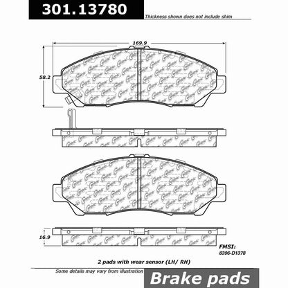 Stoptech Centric Centric Premium Ceramic Brake Pads 301.13780