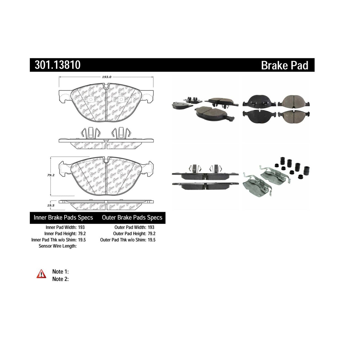 Centric Parts Disc Brake Pad Set Premium Ceramic with Shims and Hardware for BMW X5 2011-2018, X6 2008-2019 301.13810