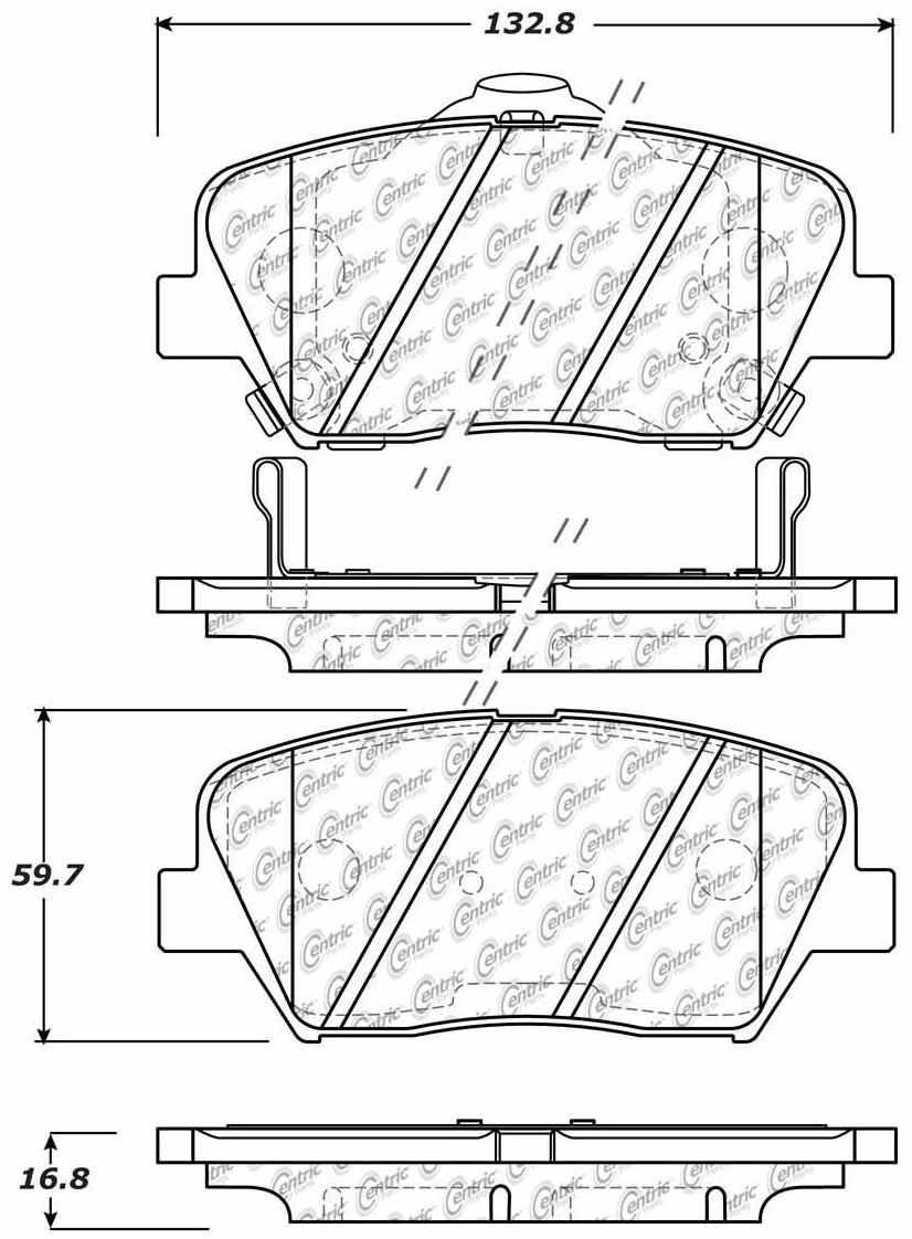 Centric Parts Disc Brake Pad Set Premium Ceramic with Shims for 2012-2017 Hyundai Azera, 2010-2012 Santa Fe, 2013-2016 Santa Fe Sport, 2014-2016 Kia Rondo, 2011-2015 Sorento