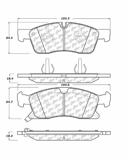 Stoptech Centric 11-17 Dodge Durango Front Premium Ceramic Brake Pads 301.14550