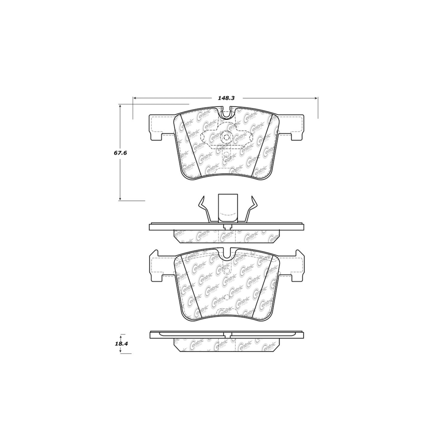 Stoptech Centric Premium Ceramic Brake Pads Shims and Hardware - Front 301.15610